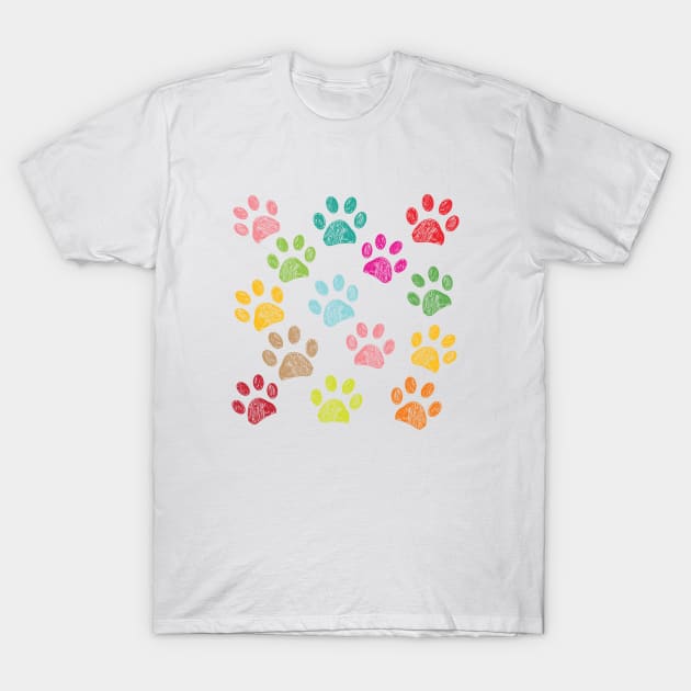 Colorful paw print T-Shirt by GULSENGUNEL